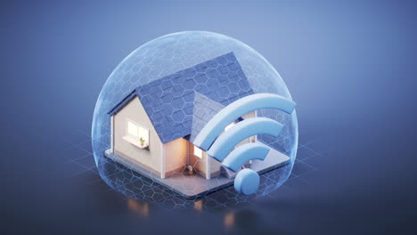 residence house and wifi sign, 3d rendering.