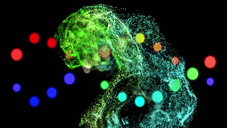 animación de redes de conexiones y hilado de cadenas de adn