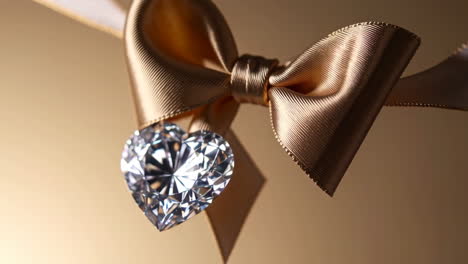 diamond heart with gold ribbon