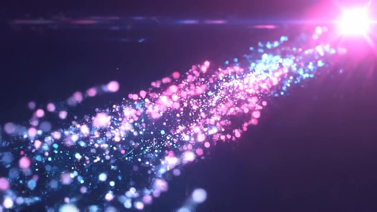 Sfondo astratto vibrante di particelle di luce blu e rosa fluide