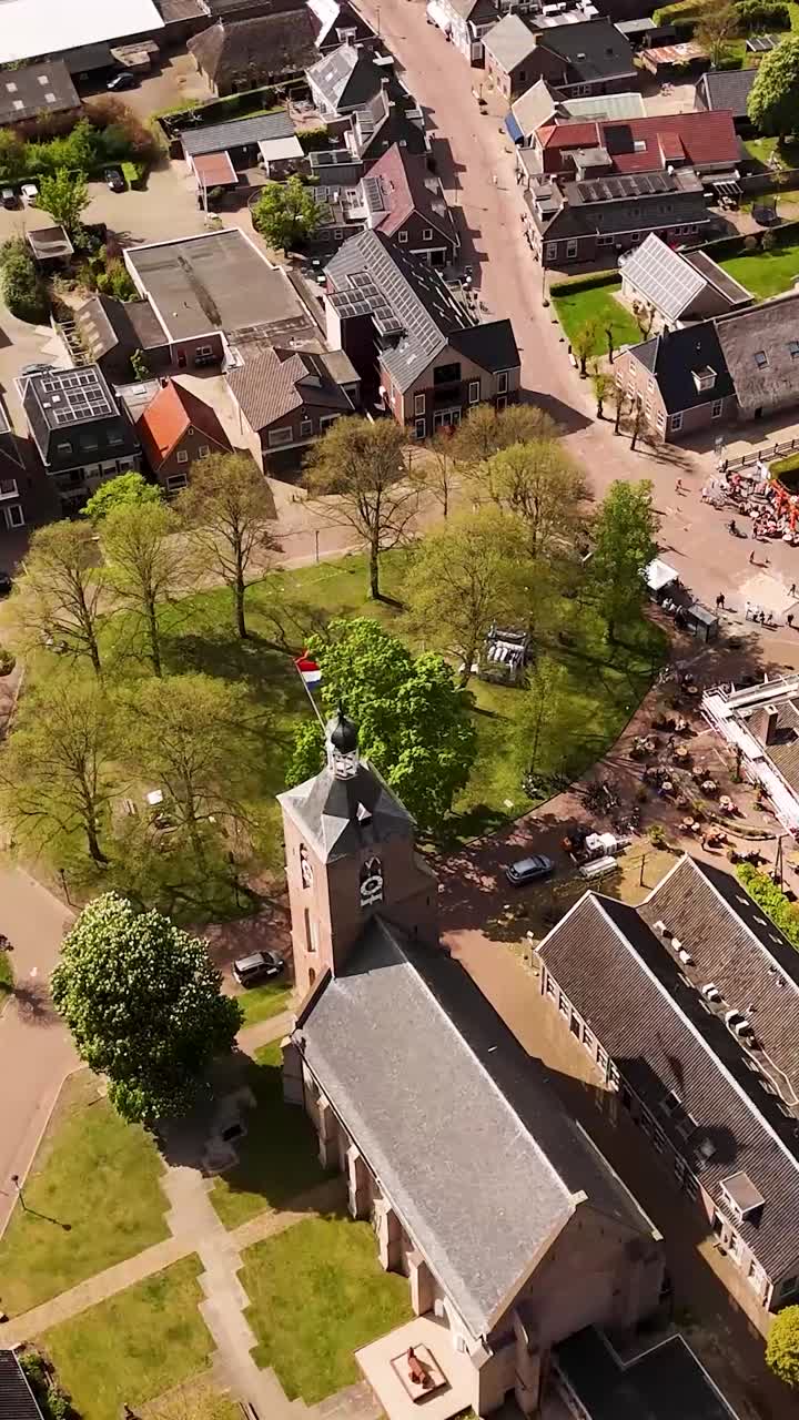 Aerial View of a Dutch Village on a Sunny Day