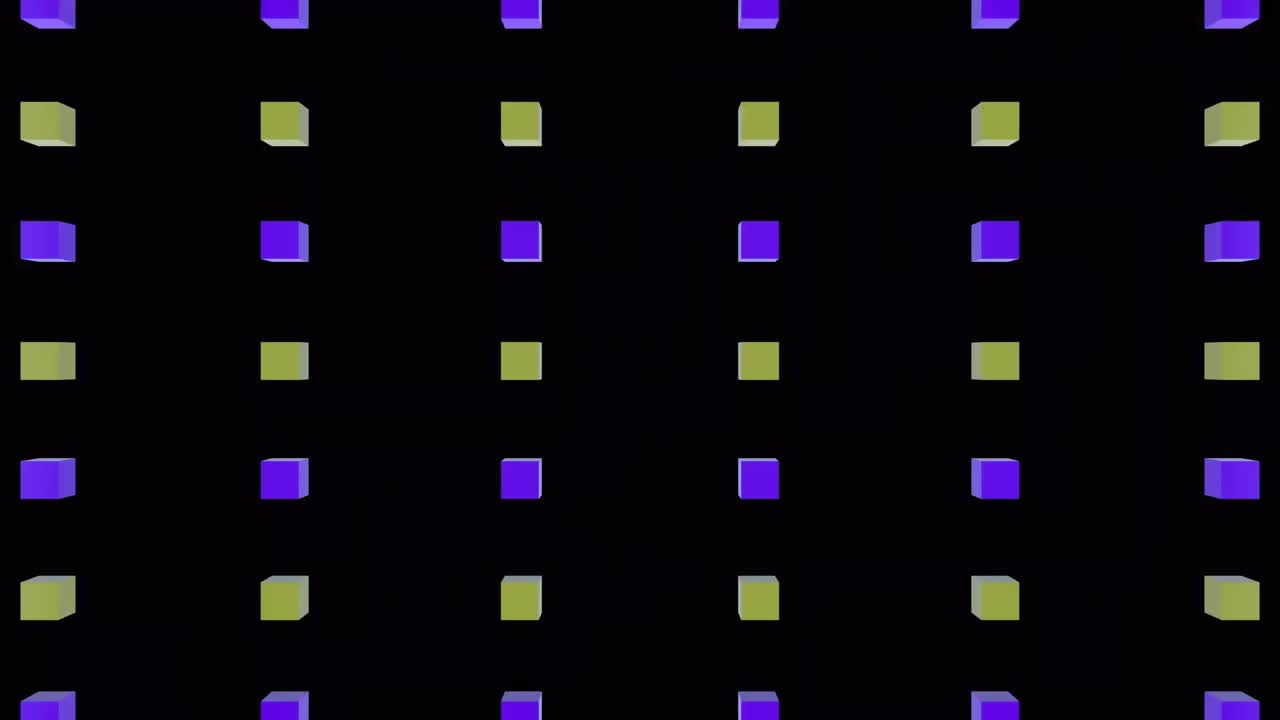 Animation of cubes over sparkles on black background