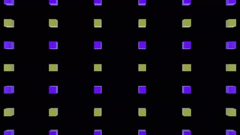 animación de cubos sobre chispas en fondo negro