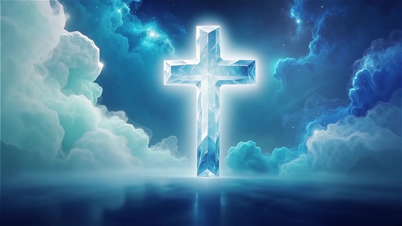 Christian Cross Heavenly Light Worship Background