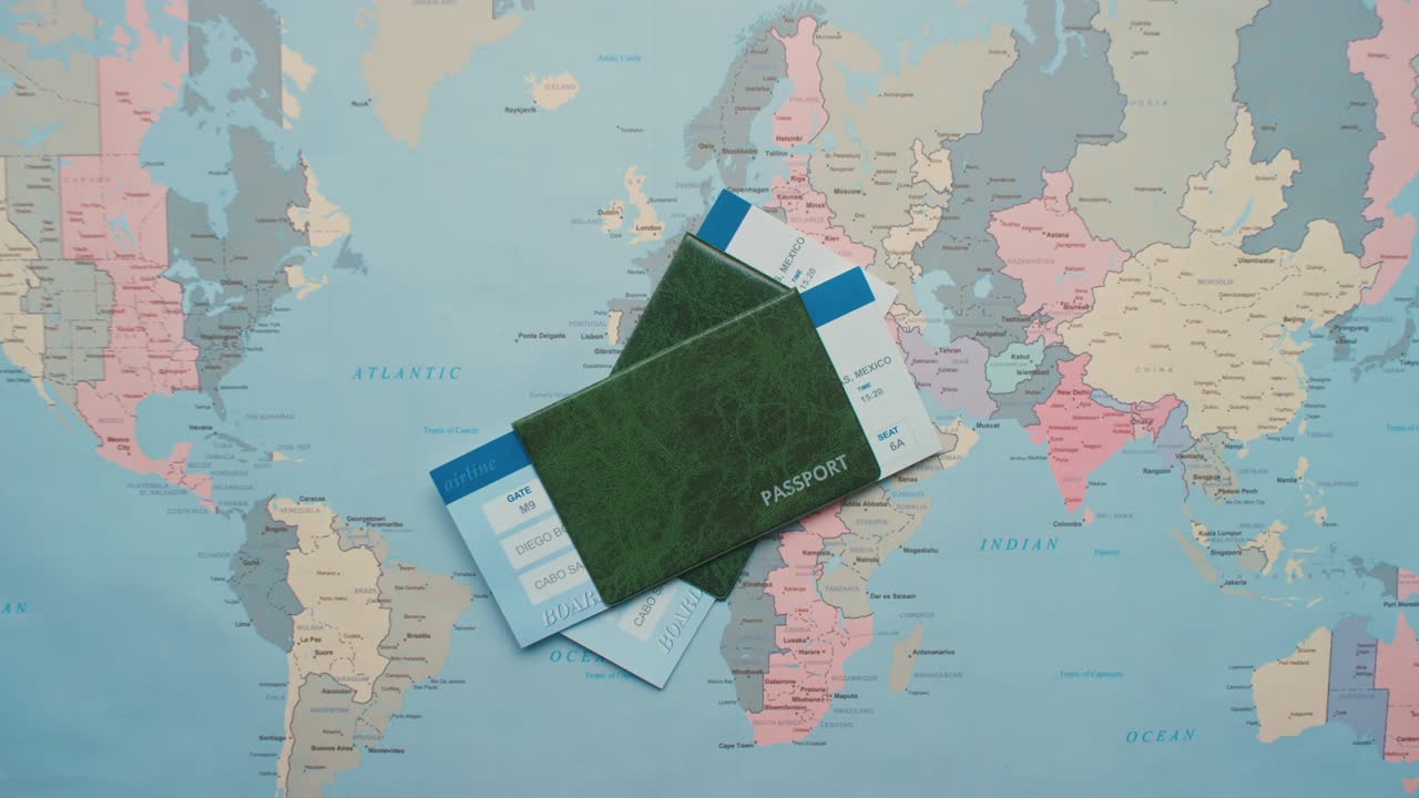 Internasjonale pass ligger på verdenskart.