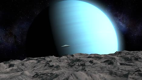 alien spaceship near neptune-like planet