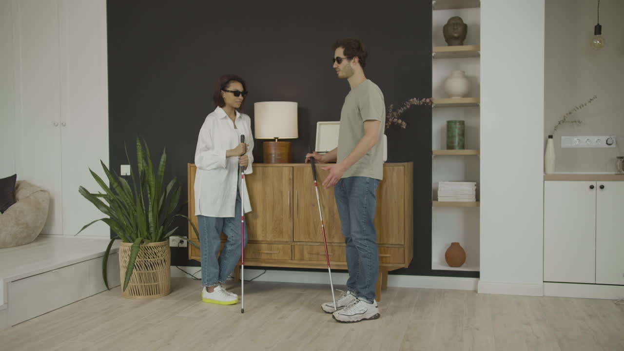 слепые друзья в квартире