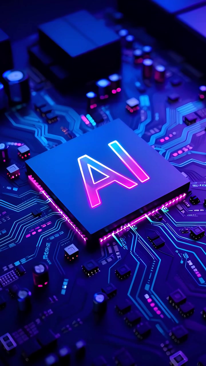 Futuristic AI Chip Motherboard Technology Background 4K