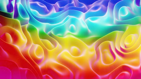hermosa superficie abstracta en 3d con chispas de brillo, ondas extrudidas o desplazadas se transforman en bucle. gradiente de arco iris, material mate suave como la dulzura de la morfología o la mermelada con un ligero resplandor interno.