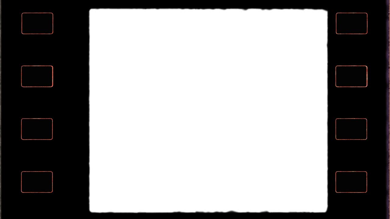 marco de película de 35 mm con agujero de engranaje y flare en el borde de la película