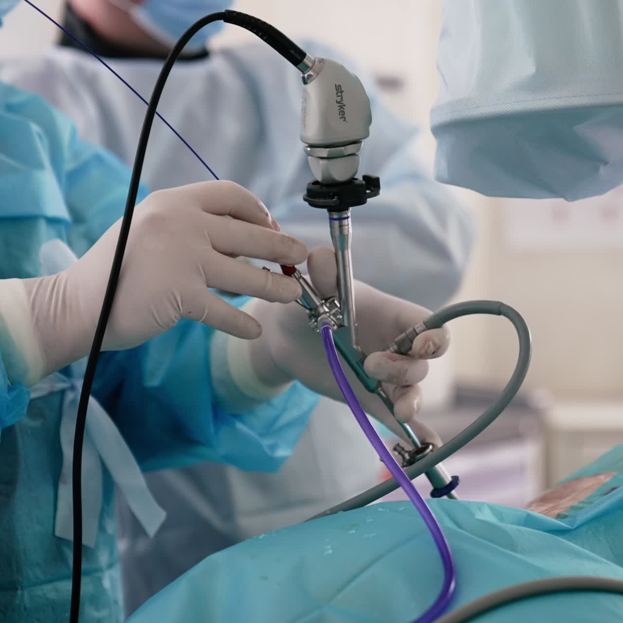 Newest advanced apparatus attached to a patient's body. Usage of modern technological equipment during surgery