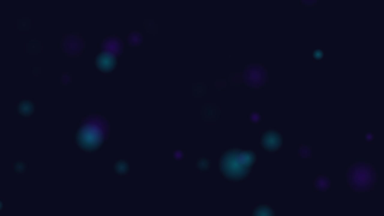 Abstract Motion Background with Floating Teal and Purple Bokeh Particles