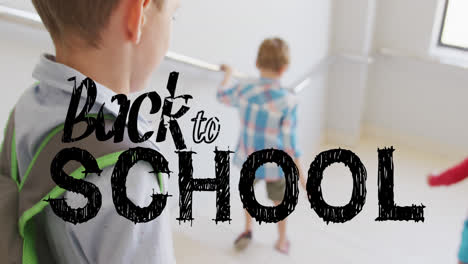 Animation-of-back-to-school-text-over-happy-diverse-school-kids-at-school