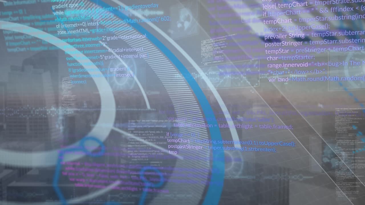 animación del procesamiento de datos sobre el paisaje urbano