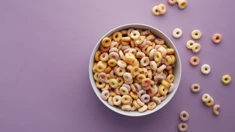 bowl of colorful ring cereal