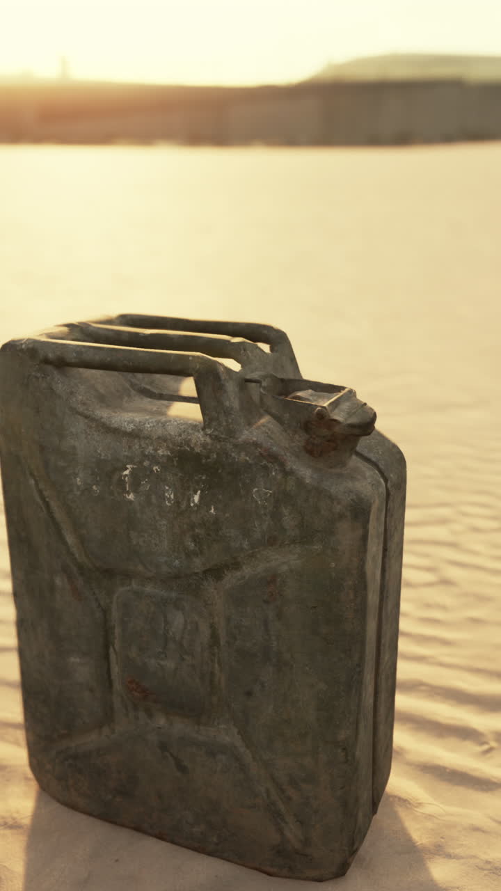 un recipiente oxidado en el desierto