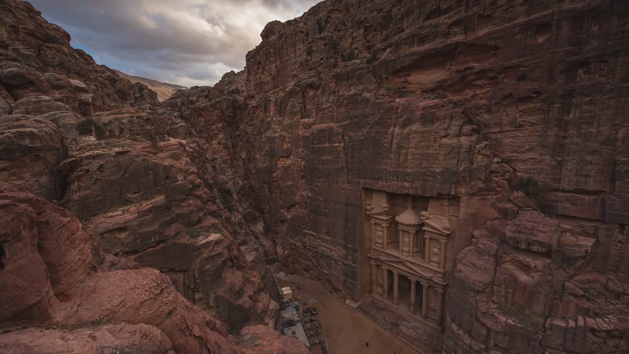 lapso de tiempo del tesoro en petra ruina y ciudad antigua