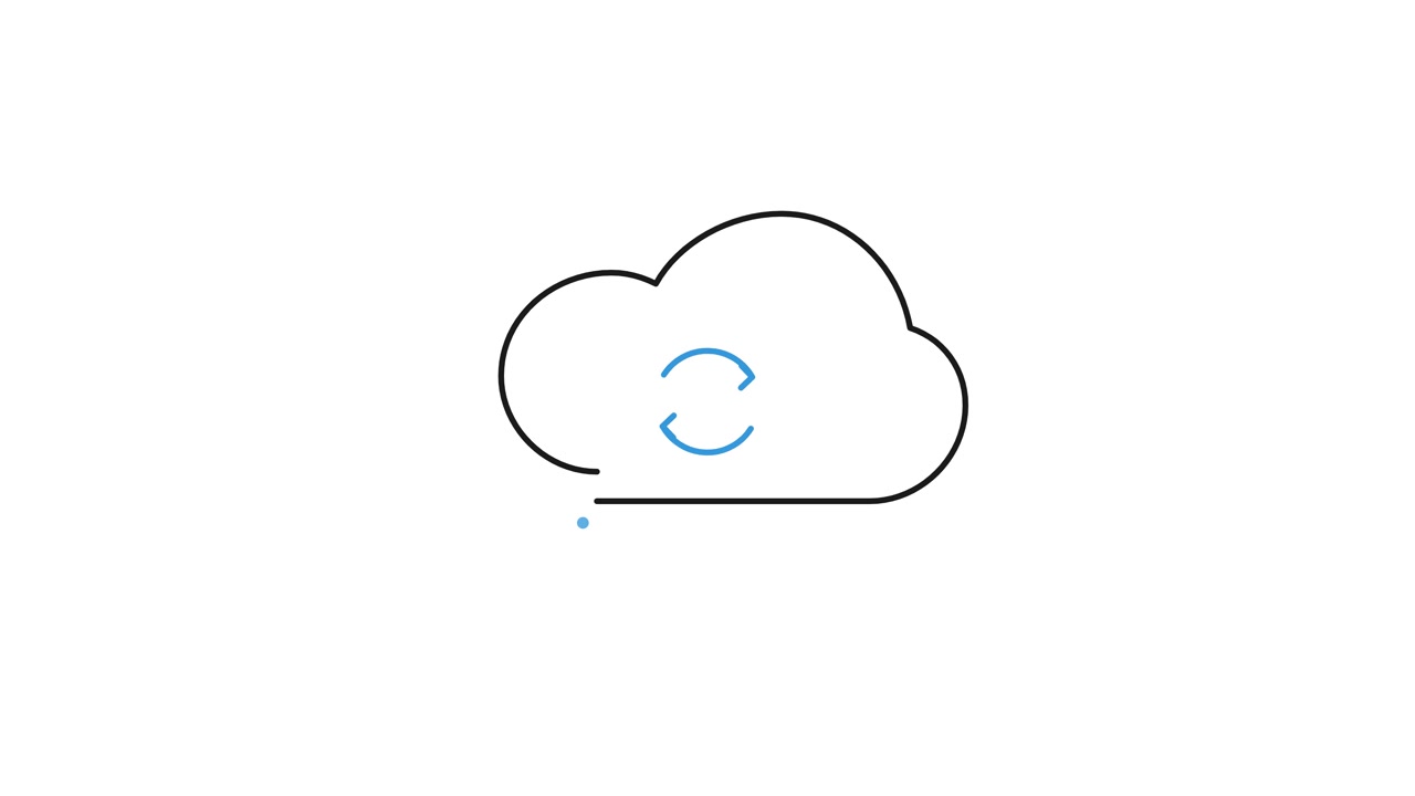 Animated Cloud Icon with Loading Symbol and Droplets