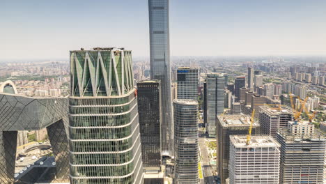 timelapse of the beijing city skyline from a high vantage point