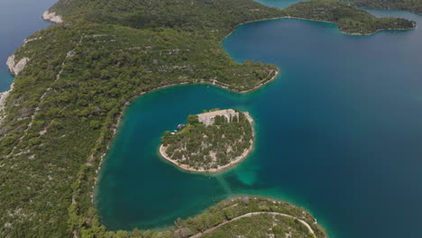 aerial shot of mljet island national park in croatia, europe