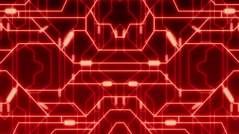 animation of neon integrated circuit on red background