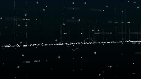 animation of data processing and white particles floating against black background
