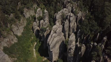 aerial view of drone flying over limestone peaks and rock formations. video footage with drone stock video