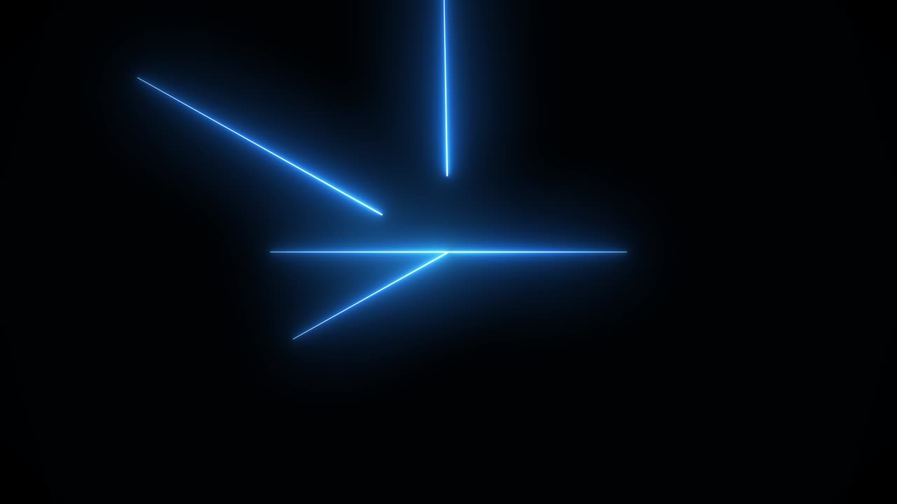 movimiento de líneas de neón abstractas en el espacio. líneas de neon láser azul futurista animación de video de movimiento 4k con canal alfa mate