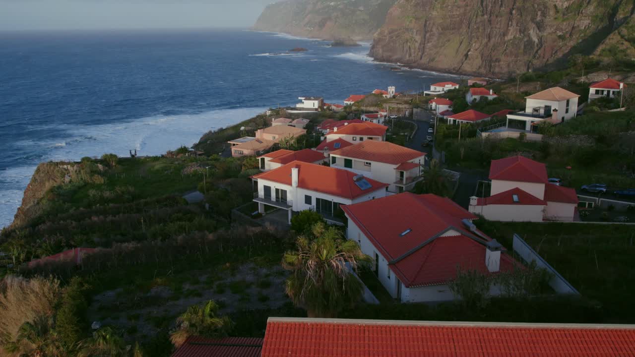 Coastal Town with Red Roofs on Madeira Island