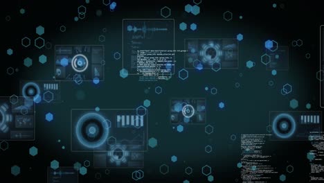 animación del procesamiento de datos con escaneo de alcance sobre fondo negro
