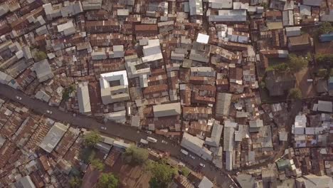 remarkable aerial shot looking straight down above vast overpopulated slums in kibera nairobi kenya 1