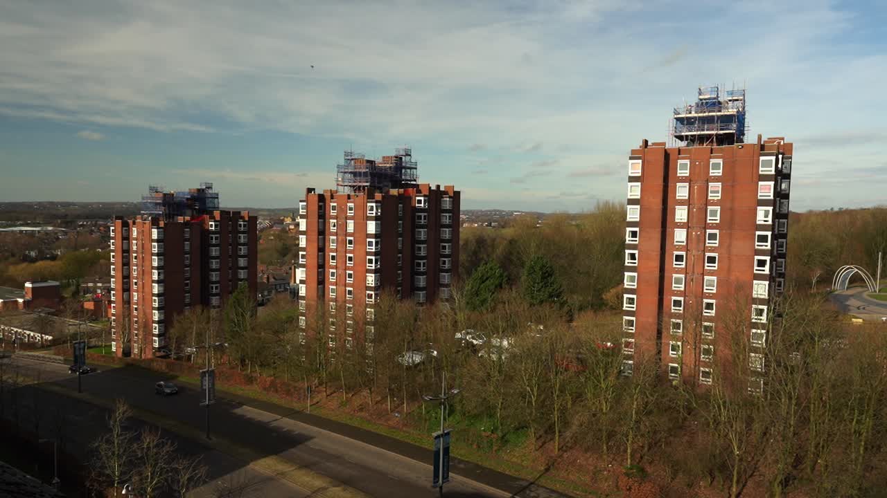 High rise tower blocks, flats built in the city of Stoke on Trent to accommodate the increasing population, housing crisis and over crowding, immigration housing
