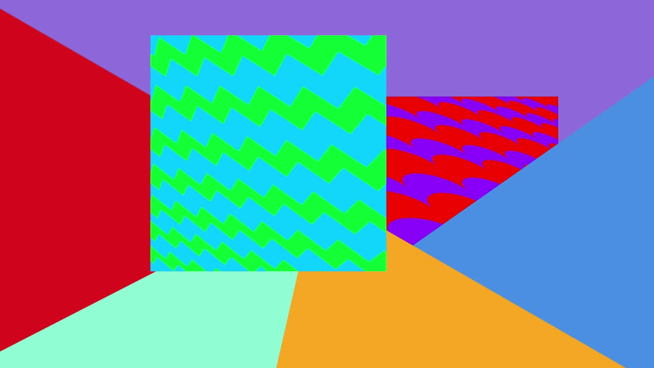 animación de múltiples formas en movimiento de colores en un fondo en movimiento de colores