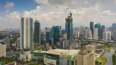 jakarta city sunny day jakarta city main traffic street fountain circle aerial panorama 4k indonesia