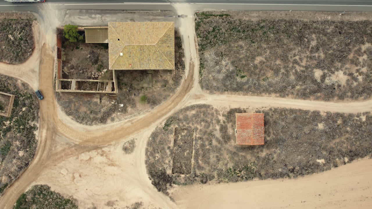 Aerial View of Abandoned Rural Structures