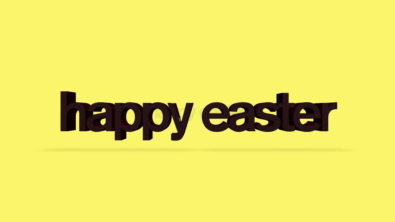 Biglietto d'auguri vivace di Buona Pasqua con scritte rosse su sfondo giallo