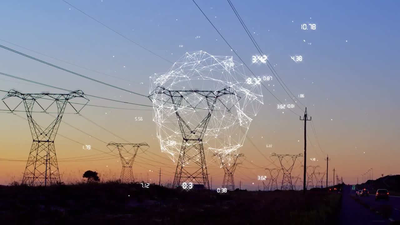 Animation of shape with numbers over pylons