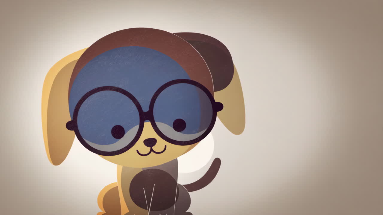 Simpatico cucciolo di cartone animato che indossa gli occhiali.