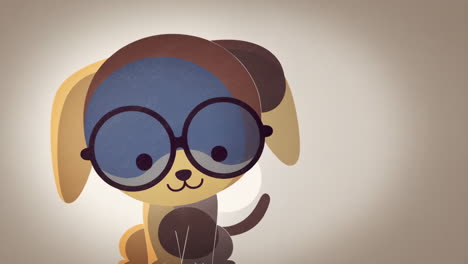 cute cartoon puppy wearing glasses