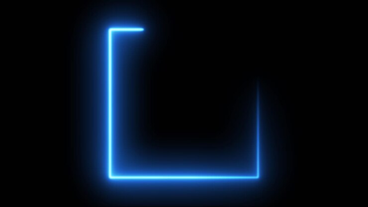 Blue electric light square border neon banner frame