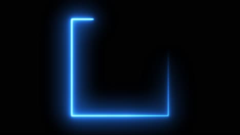 blue electric light square border neon banner frame