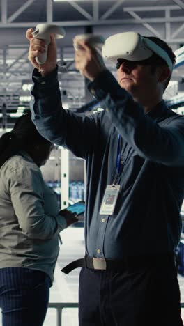 Vertical Video Data Center System Administrator Using Virtual Reality Tech, Improving Ai Rigs