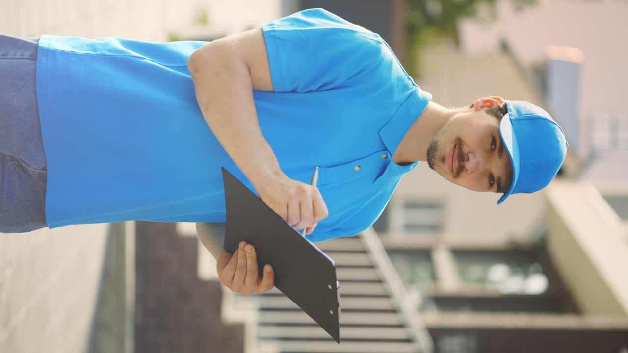 persona de entrega que firma para el paquete