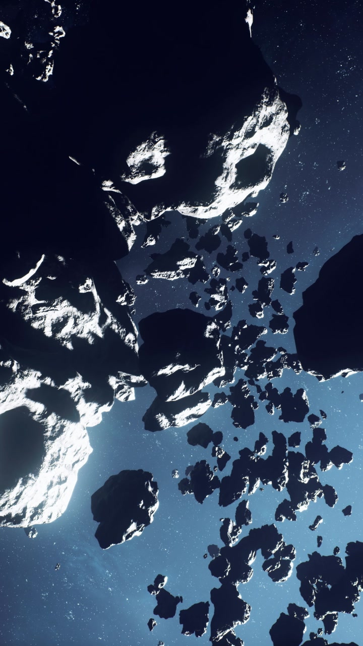 Violent cosmic fragment eruption with intense light flashes and shadows