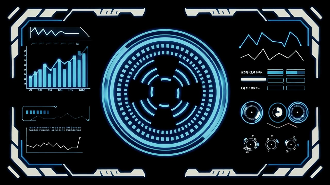 Animated Futuristic Heads-Up Display with Data Processing