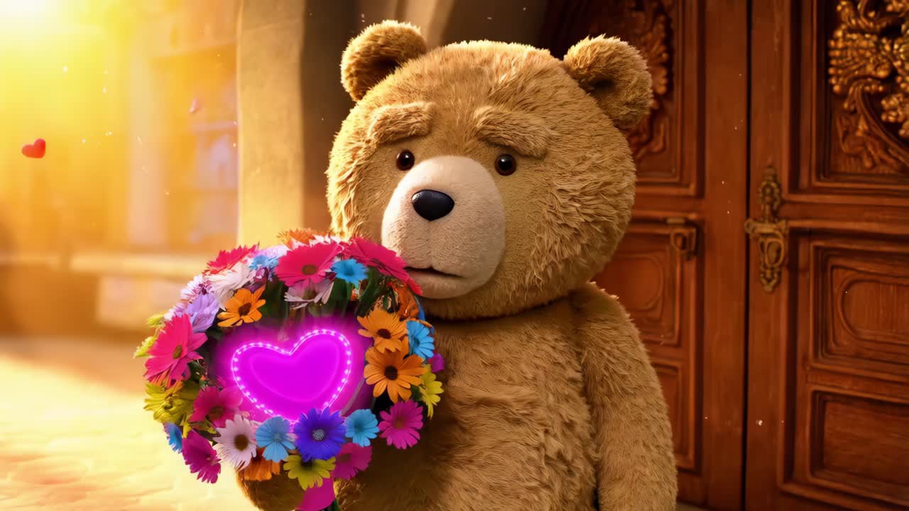 꽃 을 가진 테디 베어