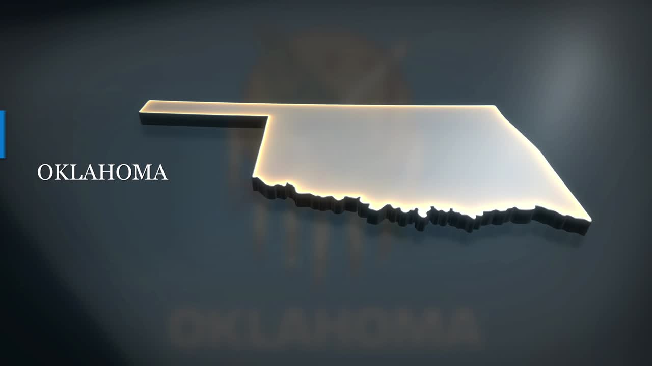 오클라호마의 3d 애니메이션 지도