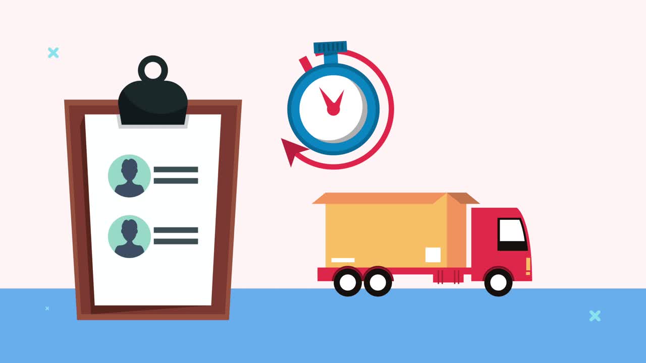 체크리스트와 크로노미터를 포함한 배달 물류 서비스