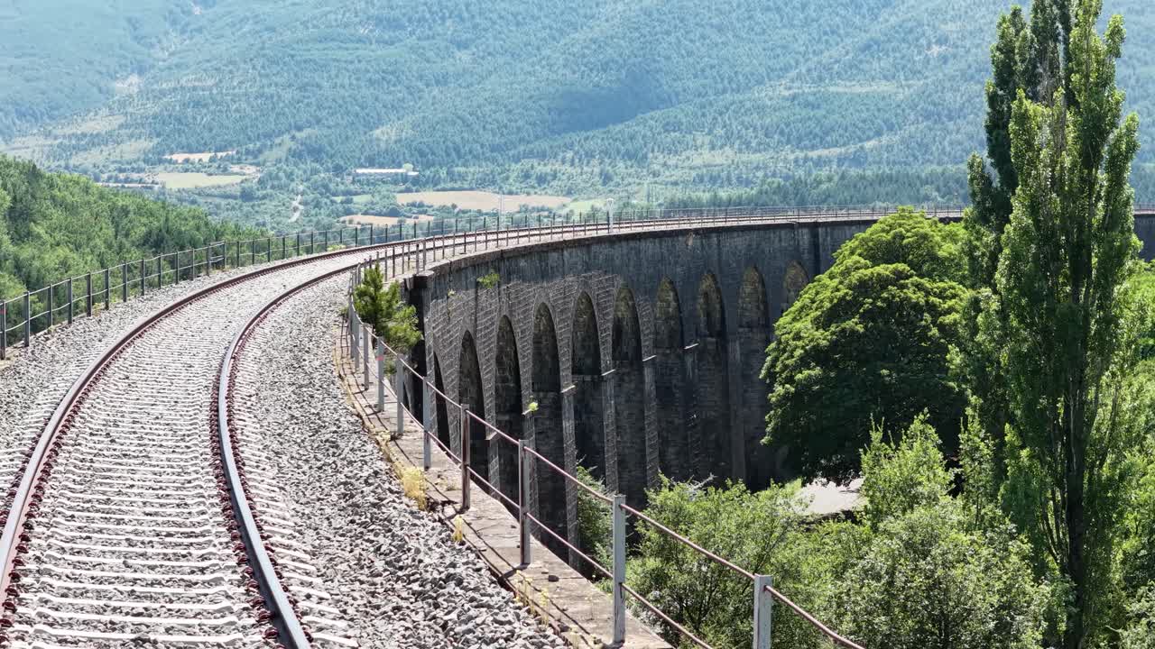 Paesaggio con viadotto ferroviario panoramico