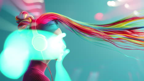 mujeres con auriculares y altavoces hechos con ia generativa